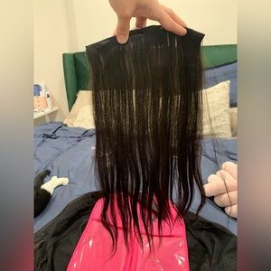 100% human hair clip ins (1st has 4 clips, 2nd has 3 clips, 3rd has 2 clips)